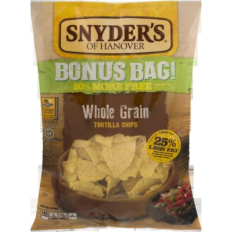 Snyders Tortilla Chips, Whole Grain, Bonus Bag! (15 oz) Instacart