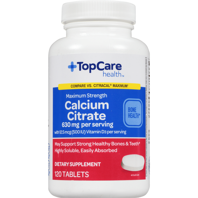 Top Care Maximum Strength Calcium Citrate 630 Mg With Vitamin D3 500 Iu ...