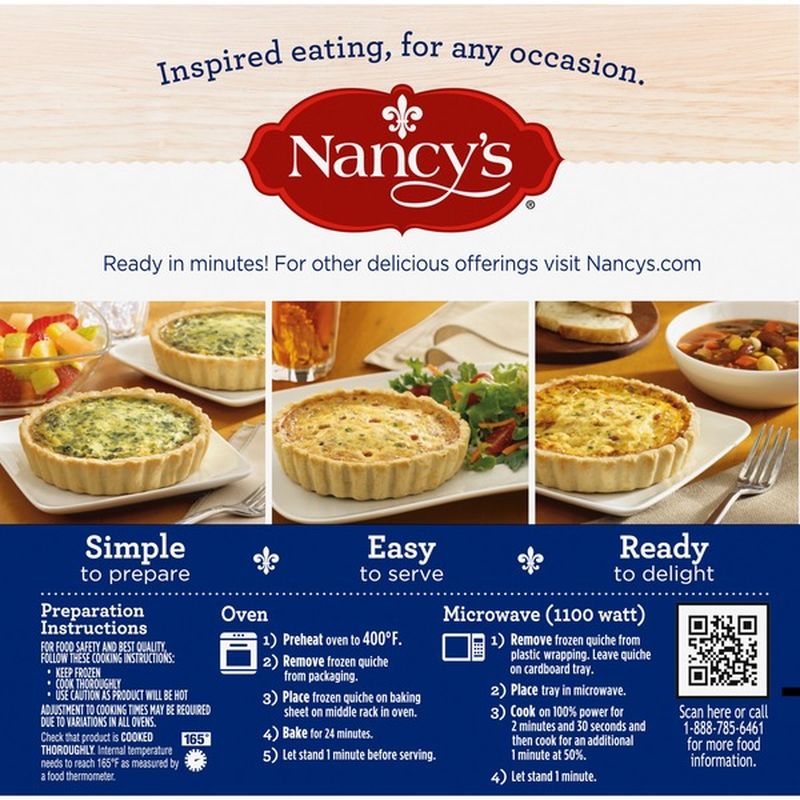 Nancy's Lorraine Quiche with Eggs, Swiss Cheese, Bacon, Onion & Chives