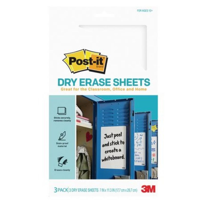 Postit 7" x 11.3" Super Sticky Dry Erase Sheets (3 ct) Instacart