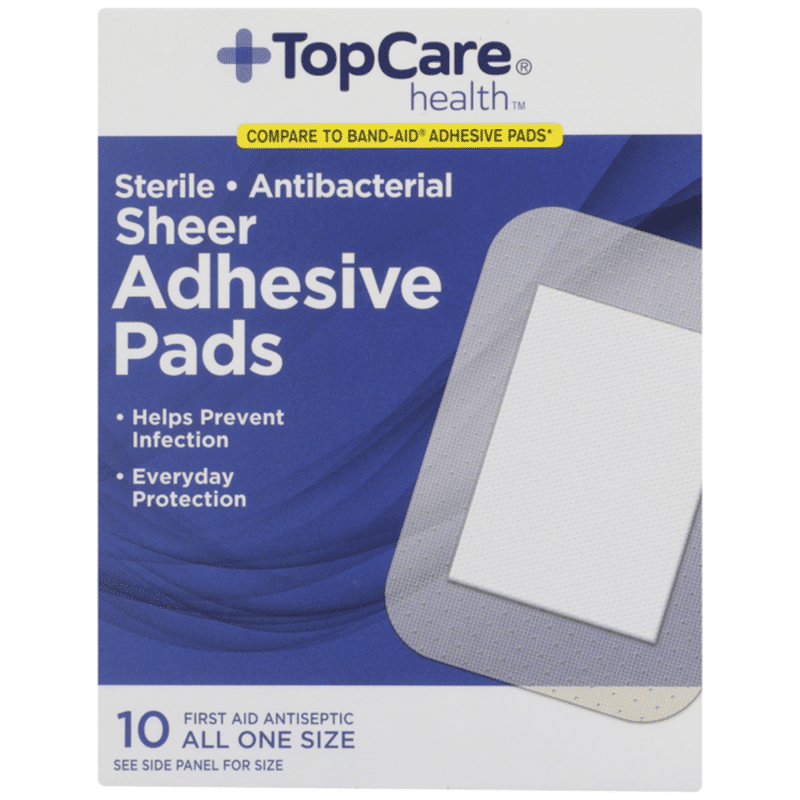 TopCare Antibacterial First Aid Antiseptic All One Size Adhesive Pads