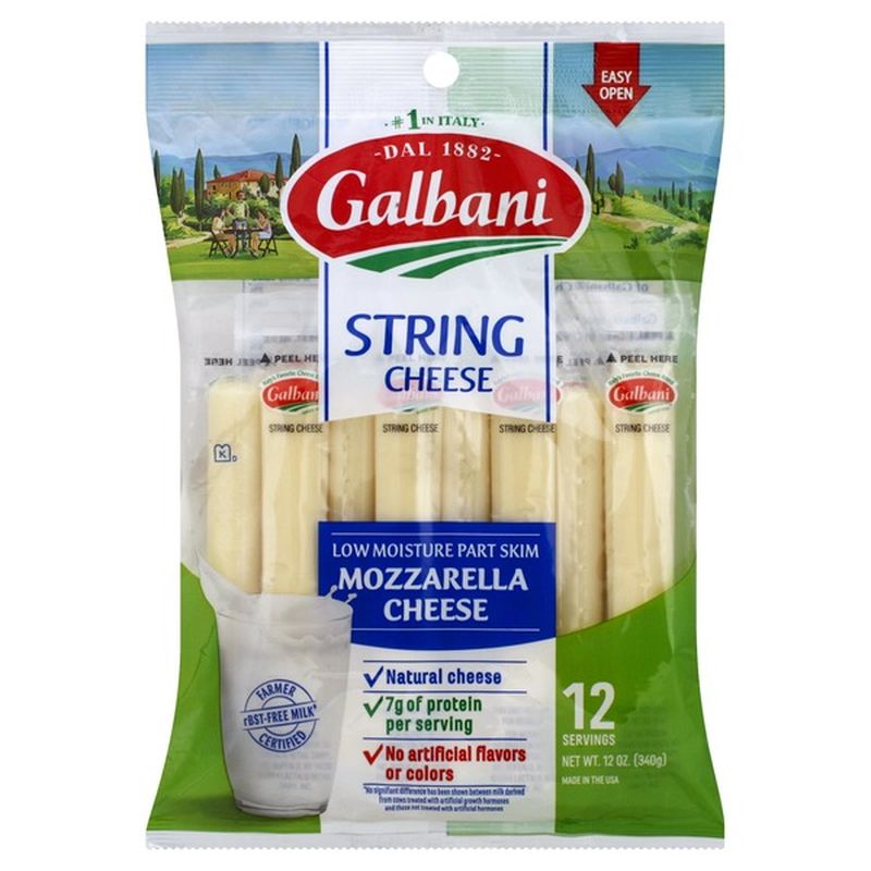 Galbani Low Moisture Part Skim String Cheese Mozzarella (12 ct) Instacart