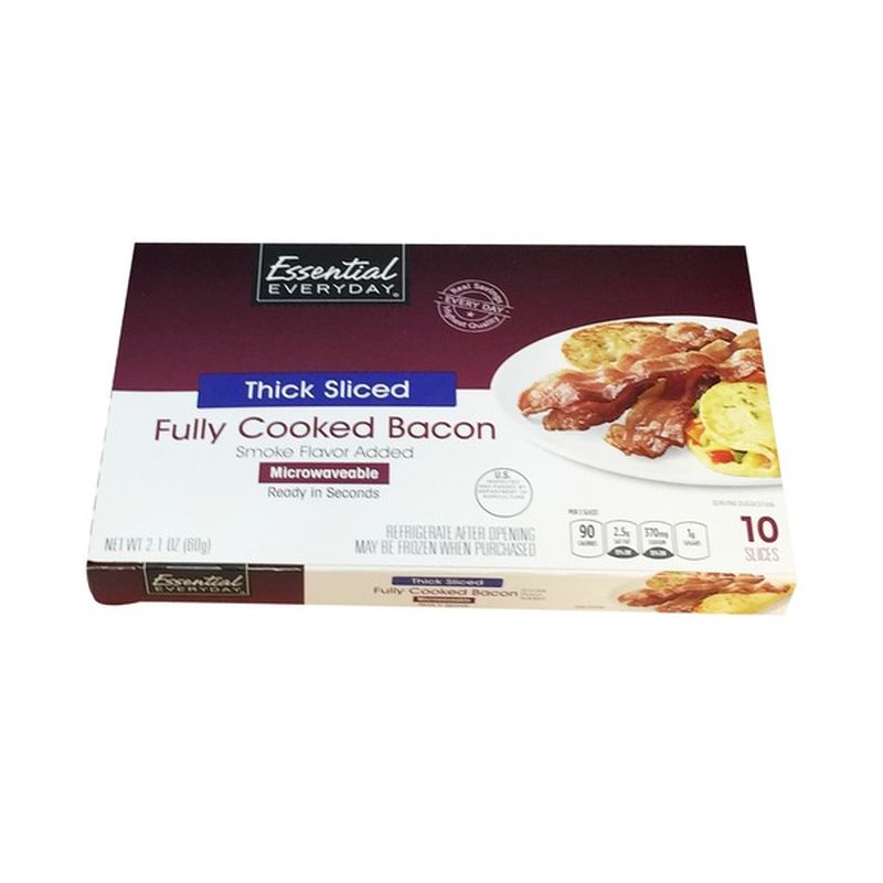 Essential Everyday Bacon, Fully Cooked, Thick Sliced