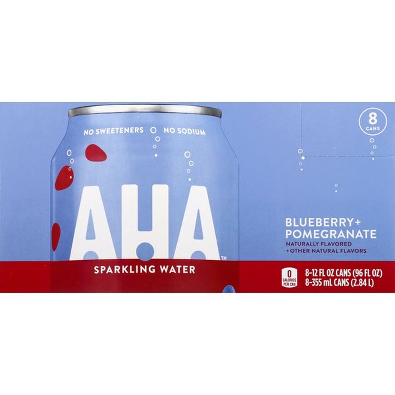 Aha Sparkling Water, Blueberry Pomegranate Flavored Water, Zero