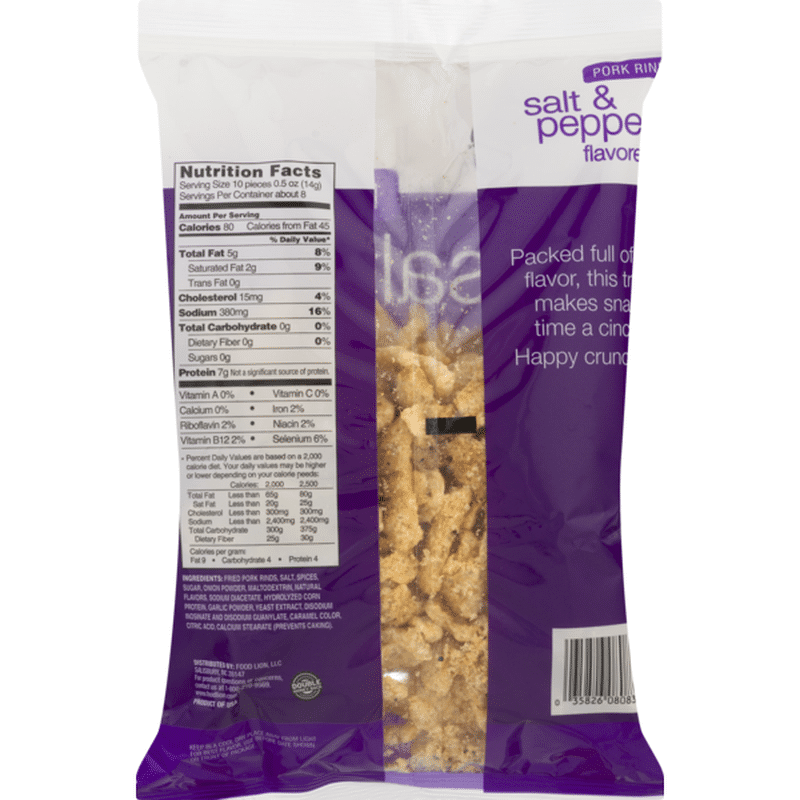 Food Lion Pork Rinds, Salt & Pepper Flavored, Bag (4 oz) from Food Lion