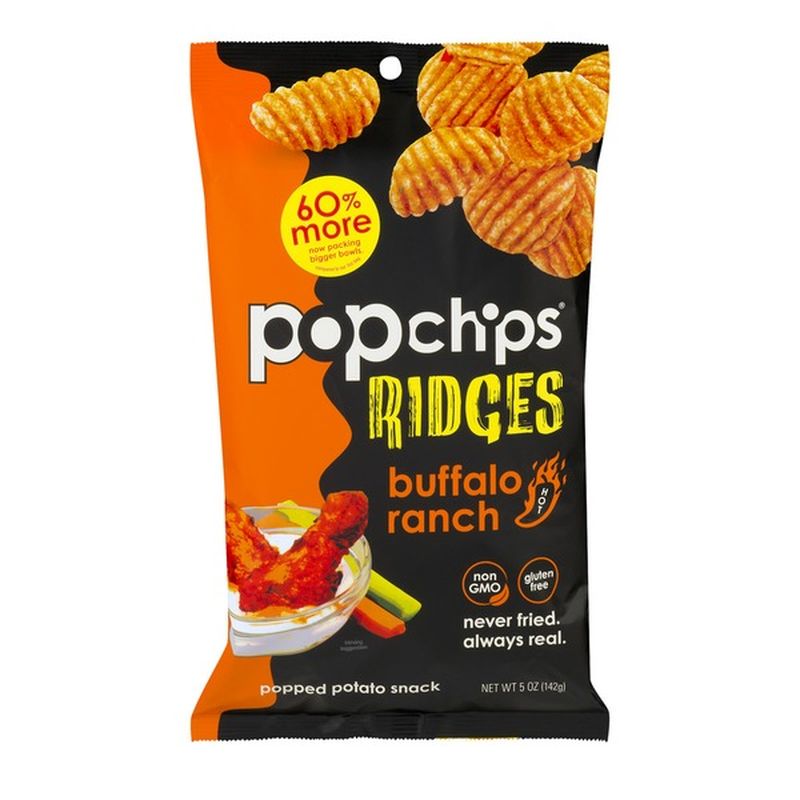 popchips Popped Potato Snack, Ridges, Buffalo Ranch, Hot (5 oz) - Instacart