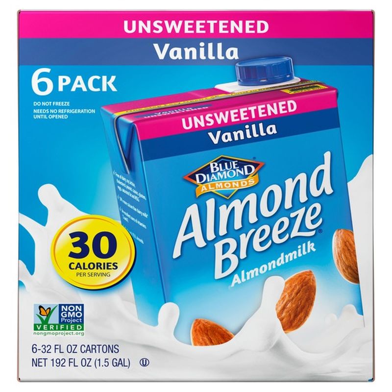 Blue Diamond Unsweetened Almond Milk, 6 x 32 oz