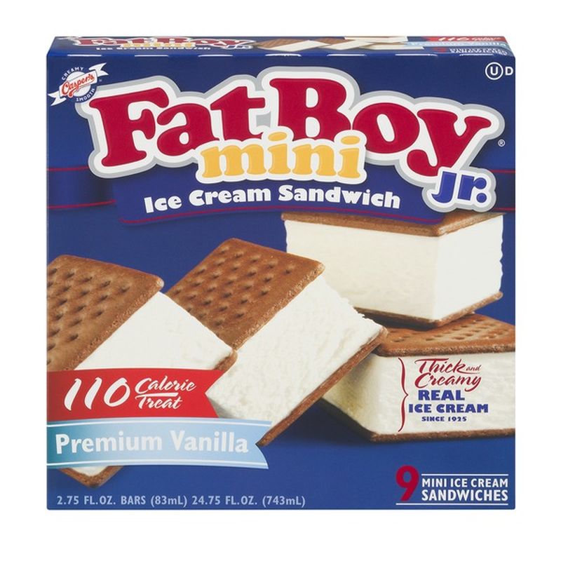 FatBoy Ice Cream Sandwiches, Premium Vanilla, Junior (9 each) Instacart