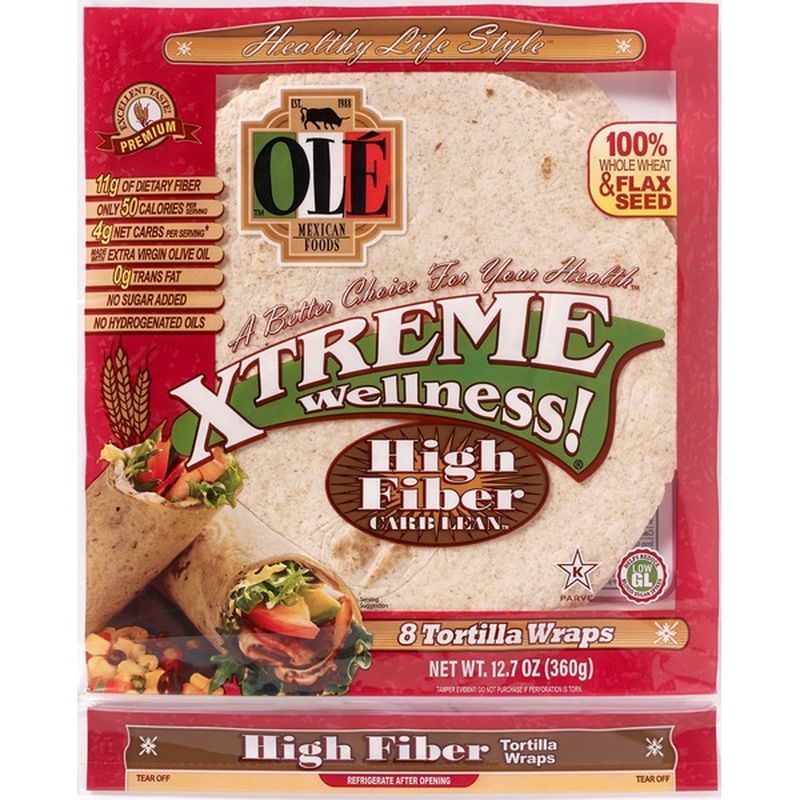 Ole Mexican Foods Xtreme Wellness! Tortilla Wraps High Fiber Low Carb ...