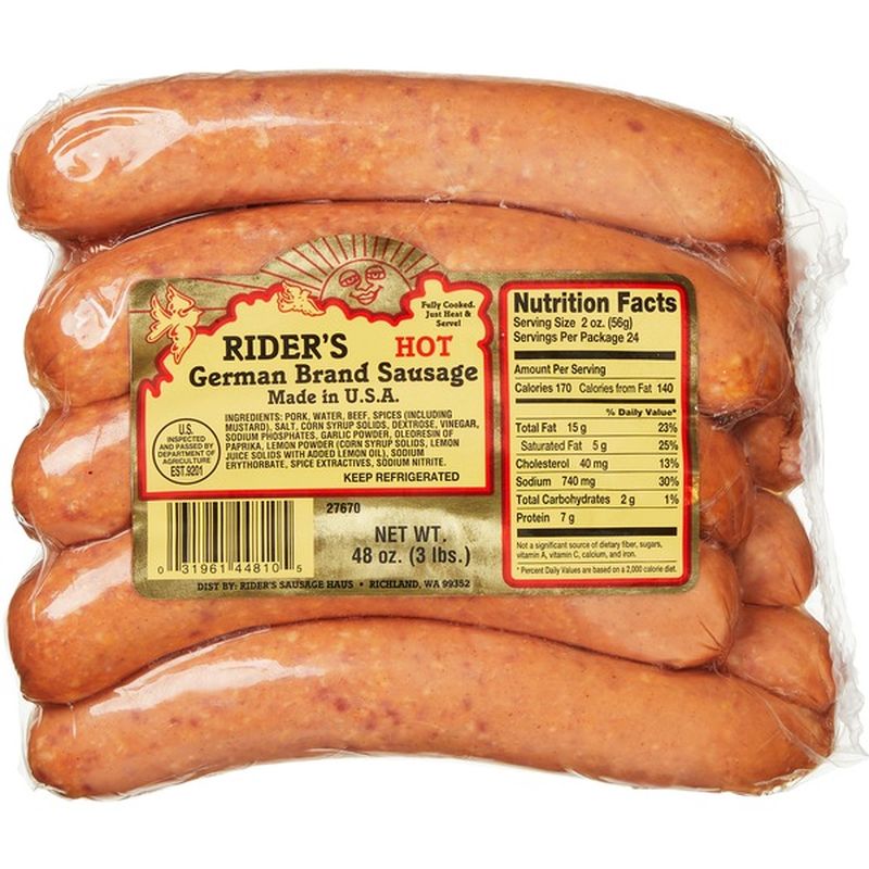 Rider's Hot German Sausage (48 oz) Instacart