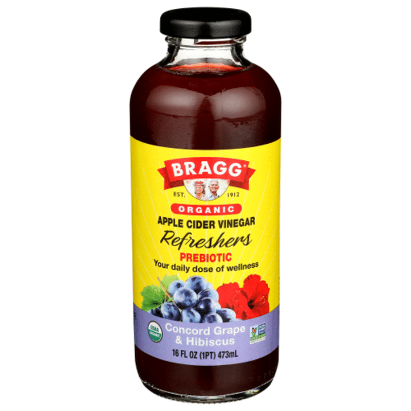 Bragg Apple Cider Vinegar, Organic, Concord Grape & Hibiscus, Prebiotic (16 oz) Instacart
