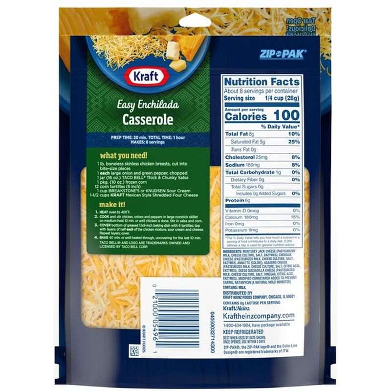 Kraft Finely Shredded Mexican Style Four Cheese