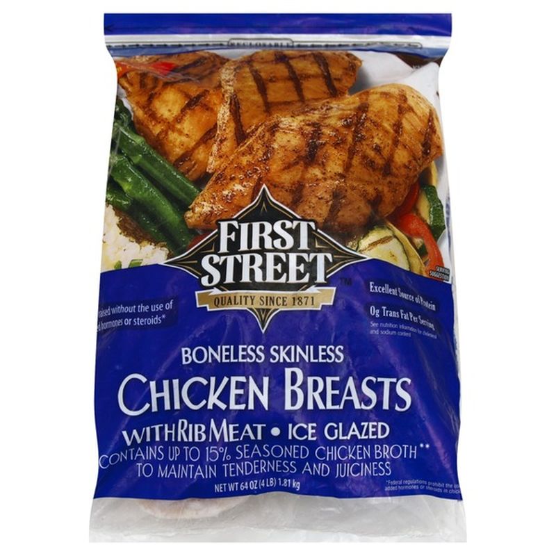 First Street Boneless Skinless Chicken Breast, Frozen (4 lb) from Smart