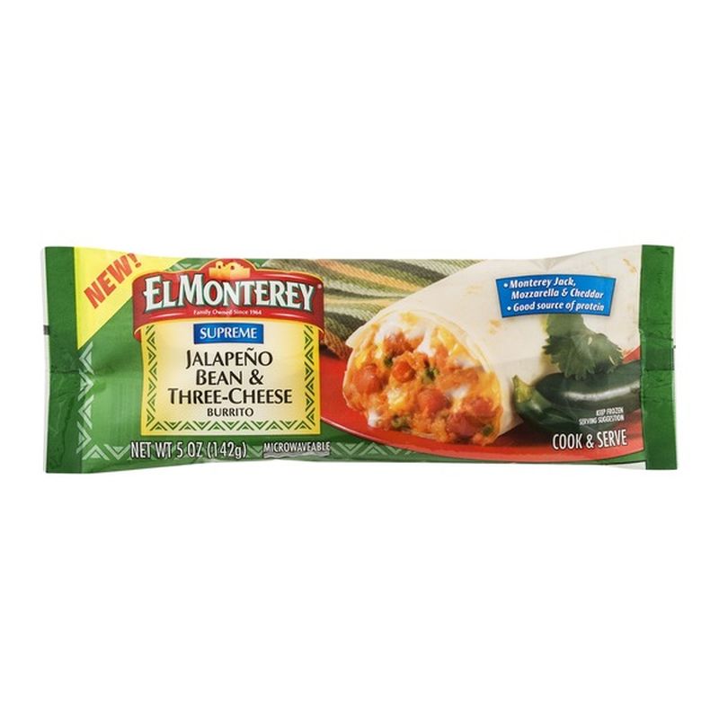 El Monterey Signature Bean, Three-Cheese & Jalapeño Burrito (142 g ...