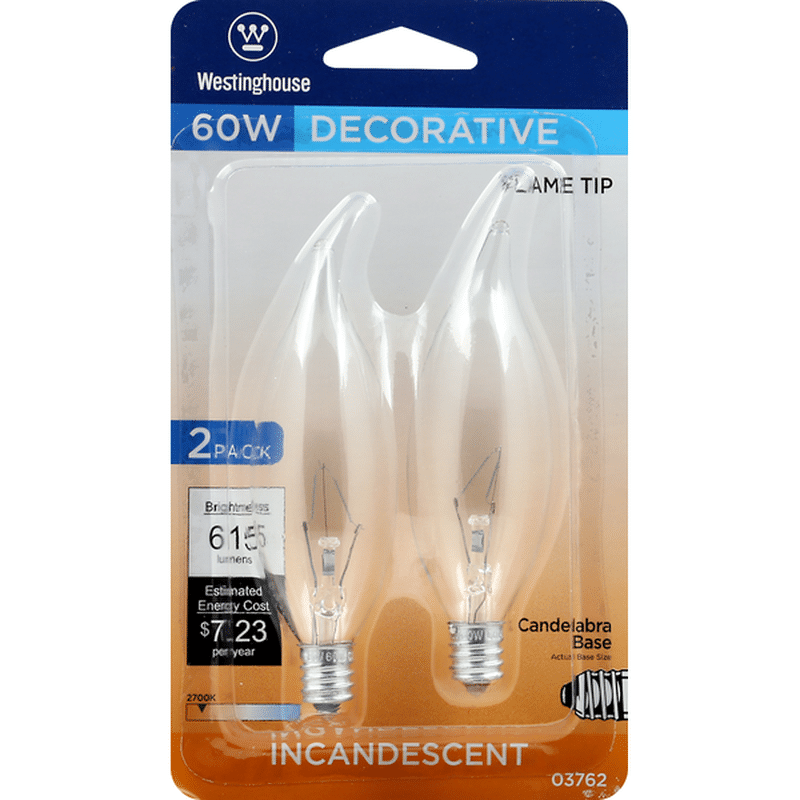 Westinghouse Light Bulb, Decorative, Flame Tip, Incandescent, 60 Watts