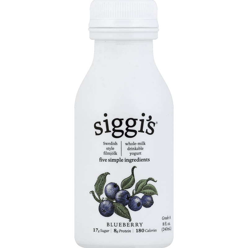 Siggis Blueberry Whole Milk Probiotic Drinkable Yogurt 8 Oz Instacart