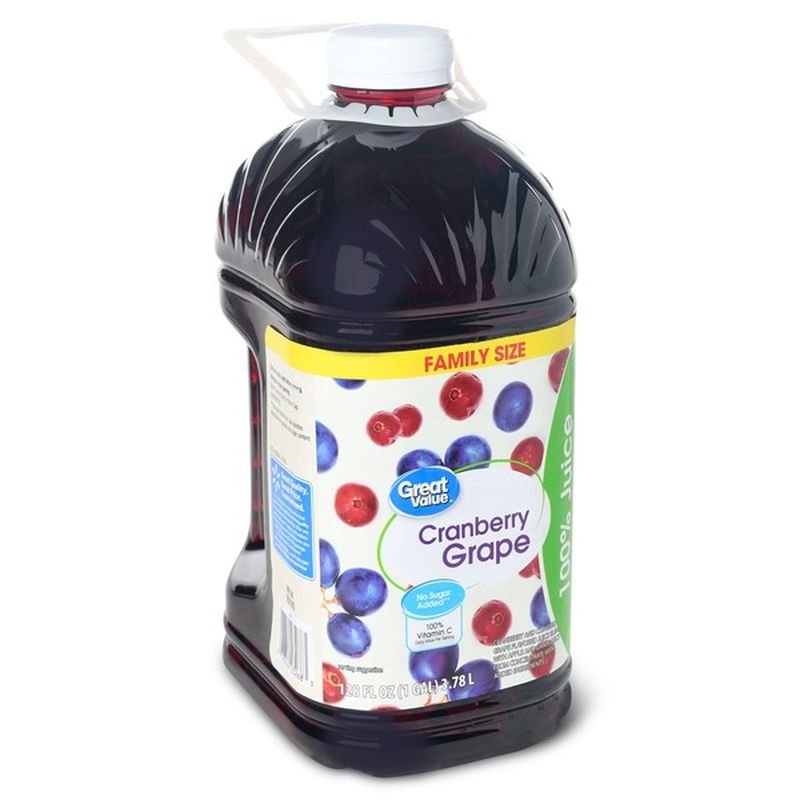 Great Value Cranberry Grape CRANBERRY AND CONCORD GRAPE FLAVORED 100% ...