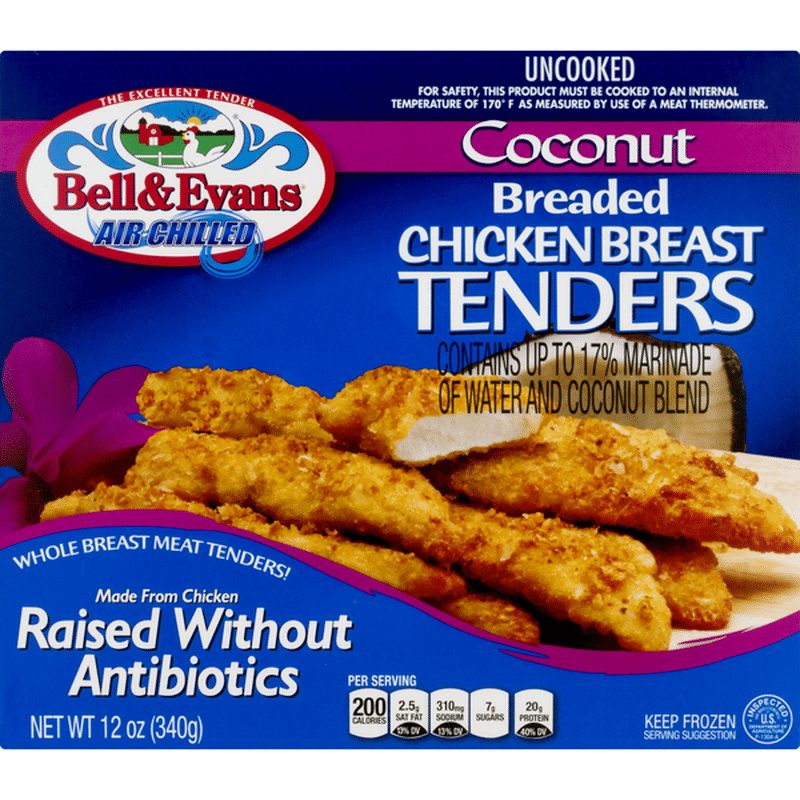 Bell & Evans Chicken Breast Tenders, Coconut, Breaded, Box (12 Oz ...