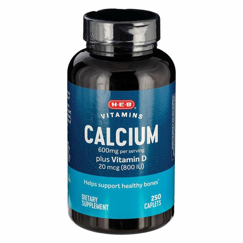 H-E-B Calcium 600mg With Vitamin D Dietary Supplement Bone Health