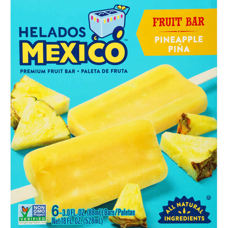 Helados Mexico Fruit Bars, Premium, Pineapple (3 fl oz) Instacart