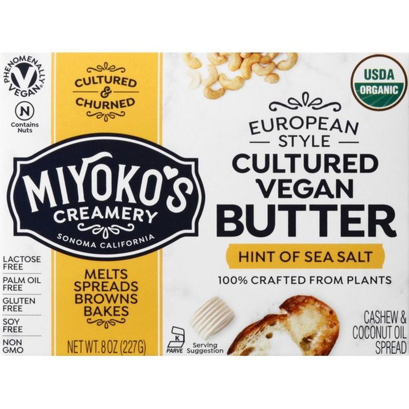 Miyokos Creamery Butter, Cultured Vegan, Hint of Sea Salt, European Style