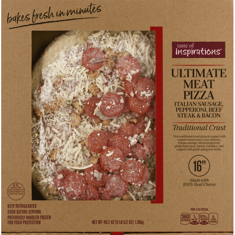 Taste of Inspirations Pizza, Traditional Crust, Ultimate Meat, 16 Inch (48.2 oz) Instacart
