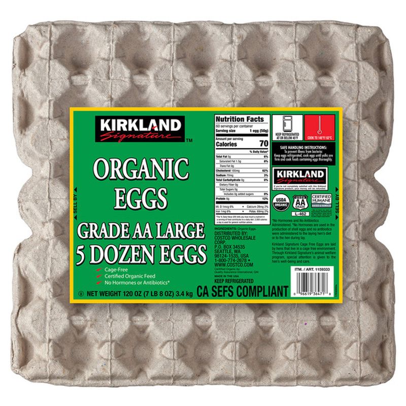 Kirkland Signature Organic Eggs, USDA Grade AA Large