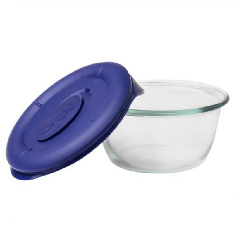 Pyrex Pro 1.67 Cup Round Storage Dish With Blue Vented Lid
