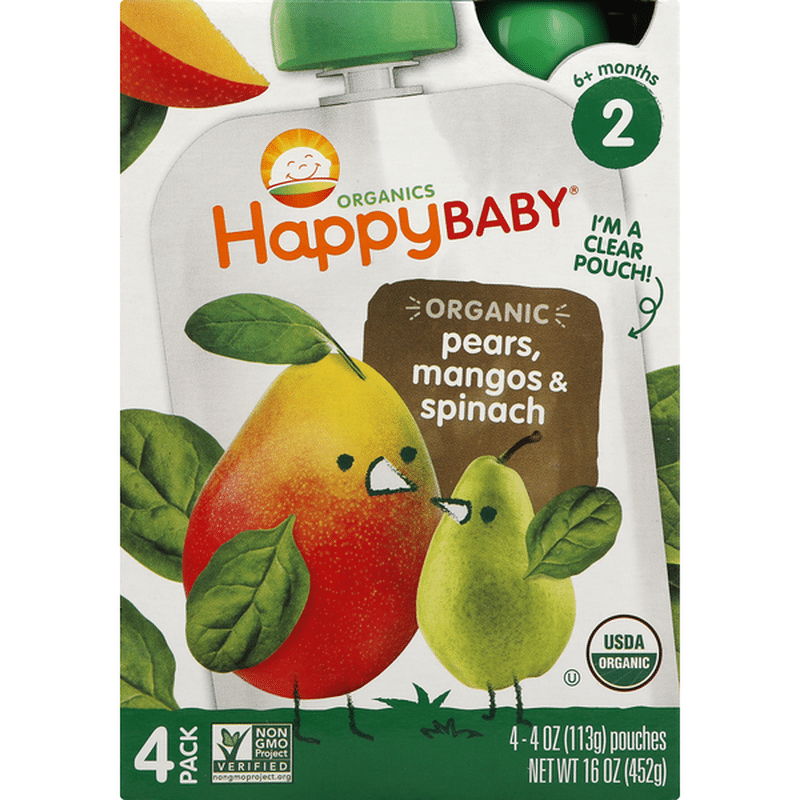 Happy Baby Simple Combos Organic Stage 2 Pears, Mango & Spinach Baby