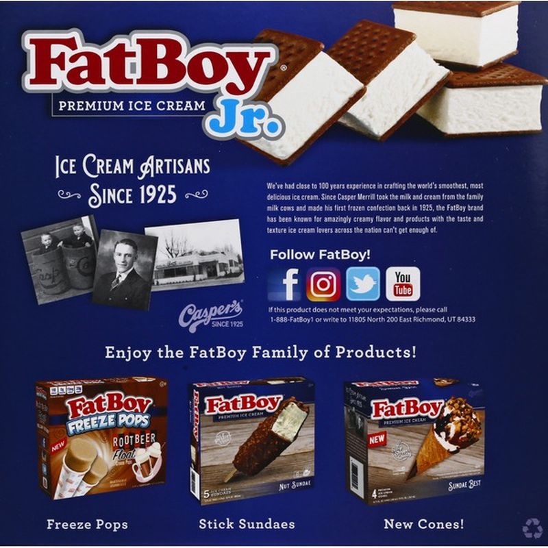 FatBoy Ice Cream Sandwiches, Premium Vanilla, Junior (9 each) from