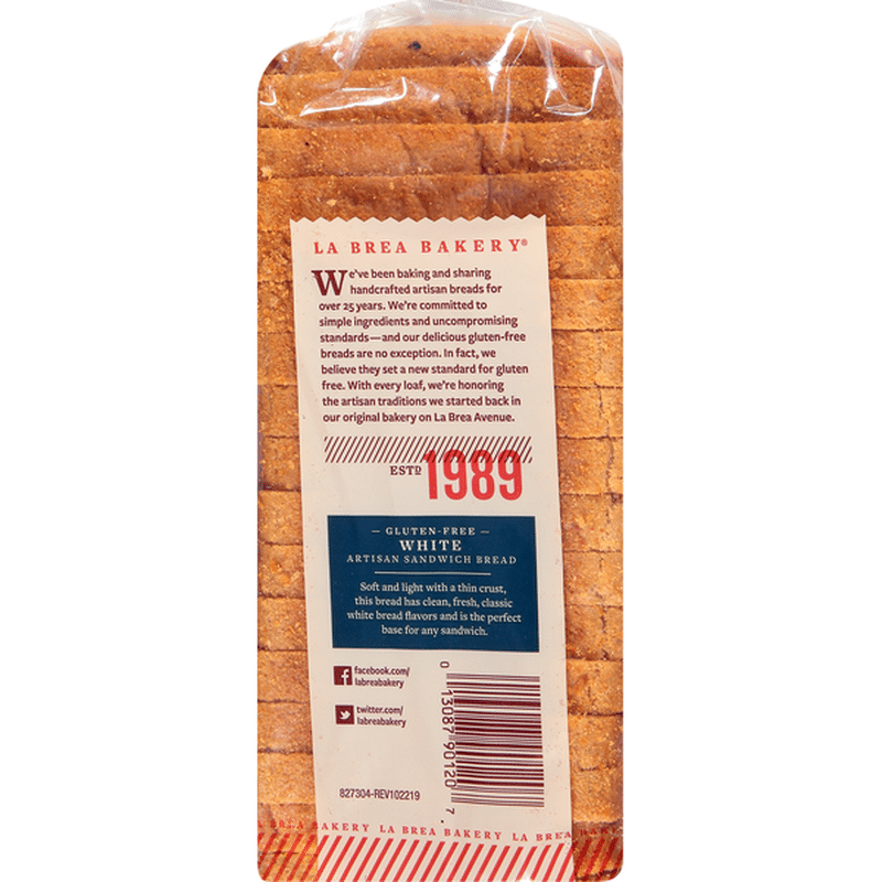 La Brea Bakery Artisan Sandwich Bread, Gluten Free, White, Sliced (13 oz) Instacart