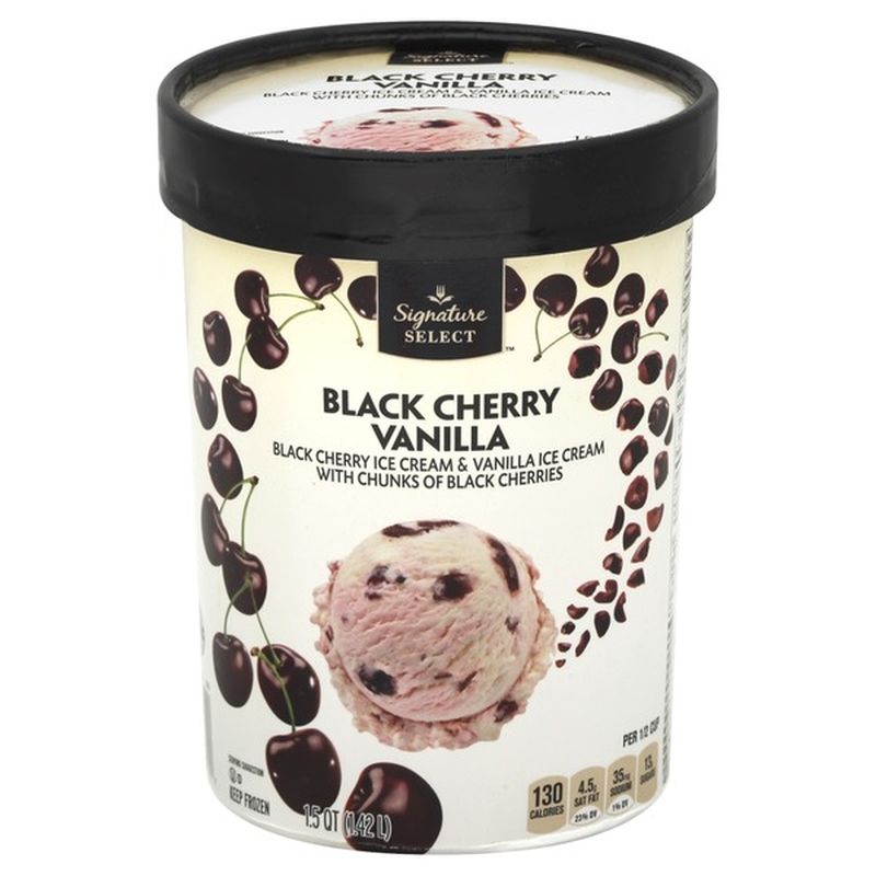 Signature Kitchens Cherry And Vanilla Flavored Ice Creams With Black Cherry Chunks 1 5 Qt Instacart