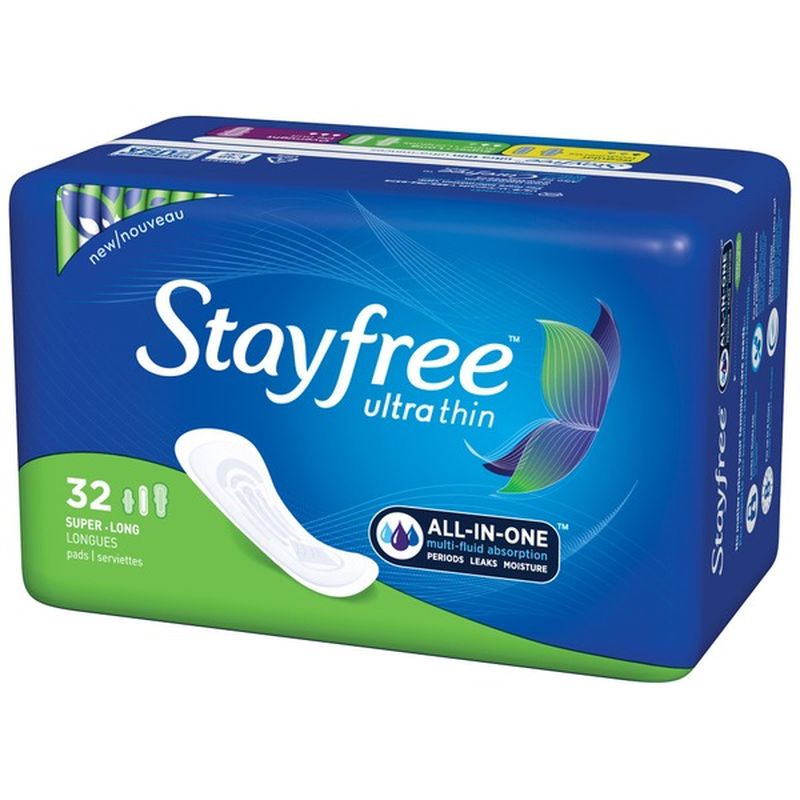 Stayfree Ultra Thin Long Pads without Wings, Unscented, Super (32 ct