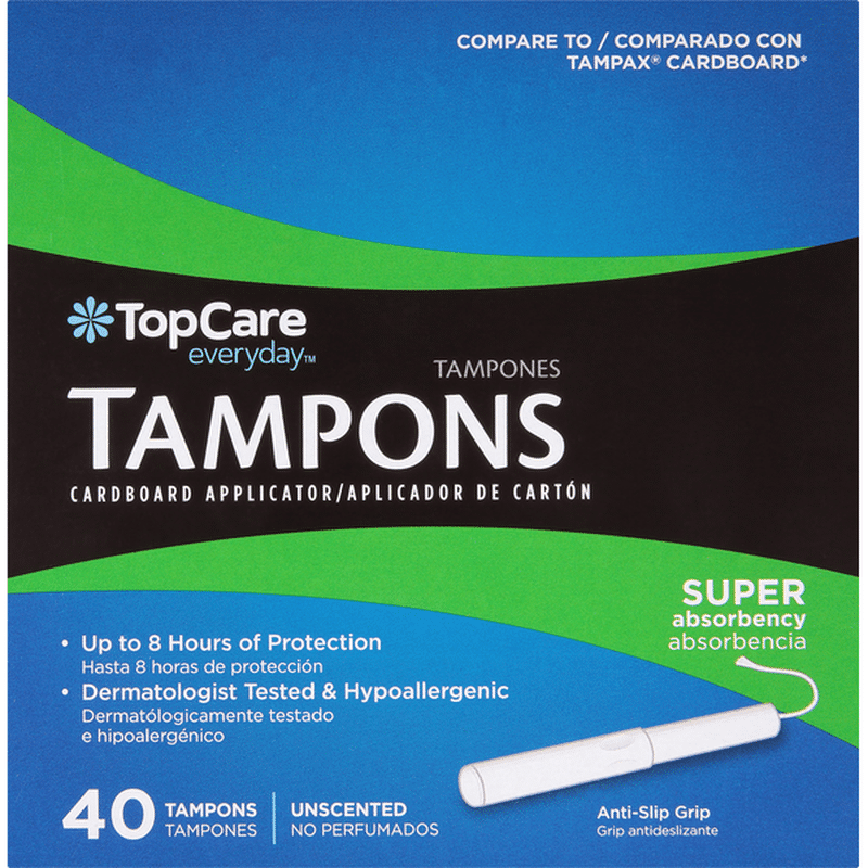 TopCare Tampons, Cardboard, Super Absorbency, Unscented (40 each
