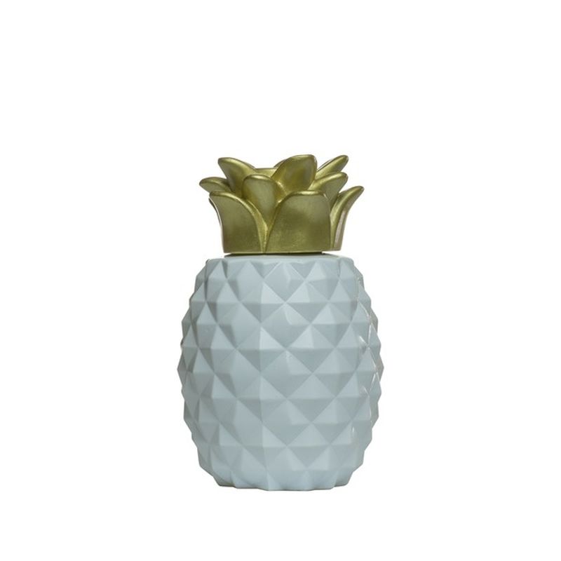 Tiki 6.5" White & Gold Pineapple Glass Tabletop Torch