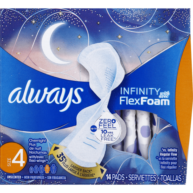 Always Overnight Sanitary Pads with Wings (14 each) Instacart