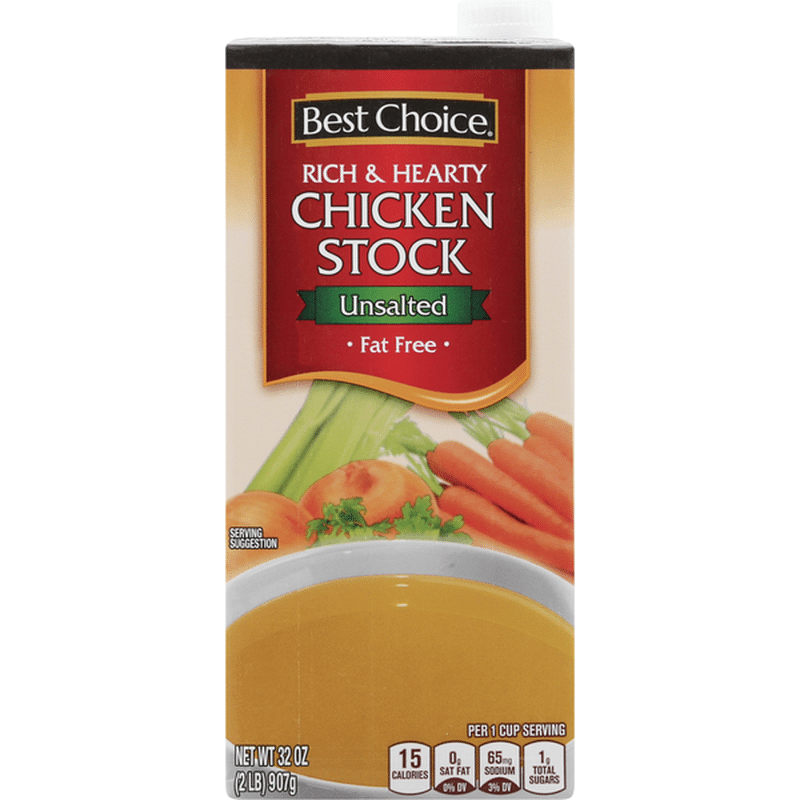 Best Choice Chicken Stock, Fat Free, Rich & Hearty, Unsalted (32 oz