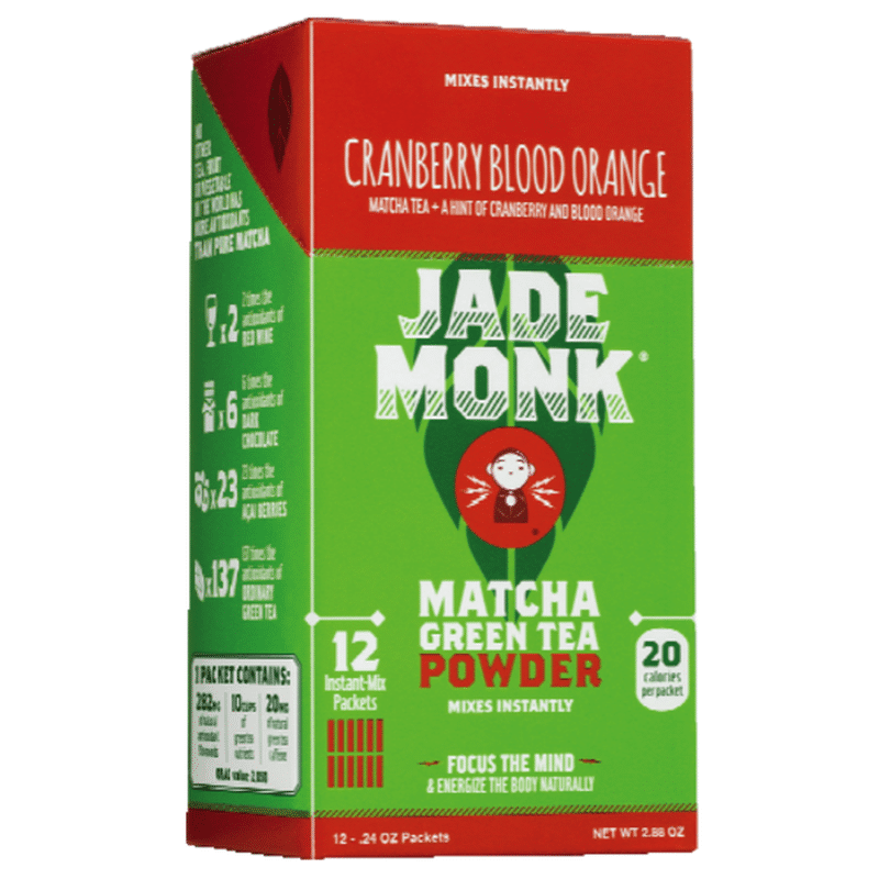 Jade Monk Cranberry Blood Orange Instant Matcha Tea Powder Sleeves