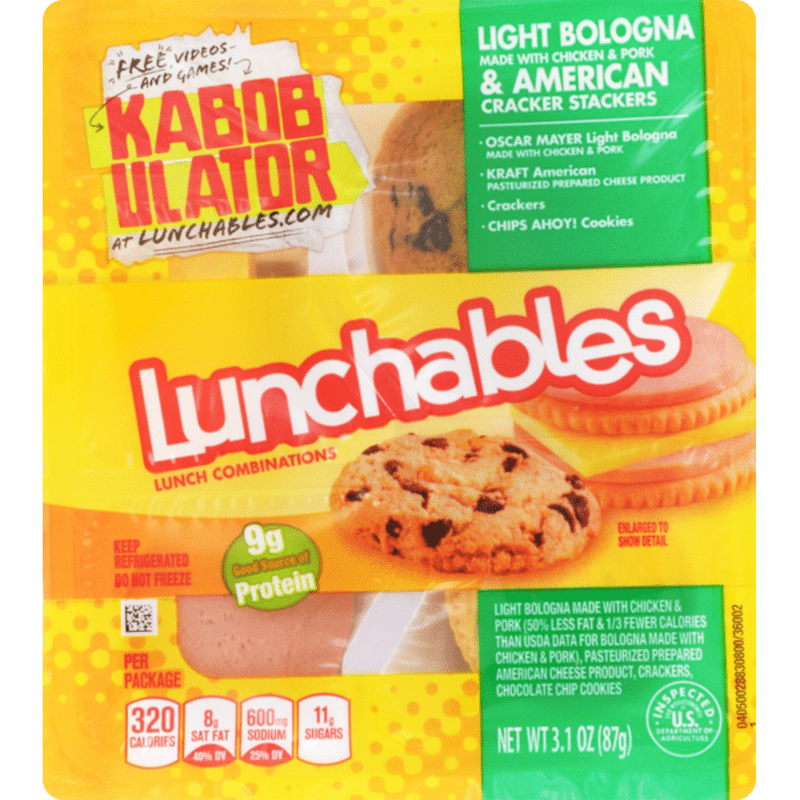 Lunchables Light Bologna & American Cheese Cracker Stackers Snack Kit ...