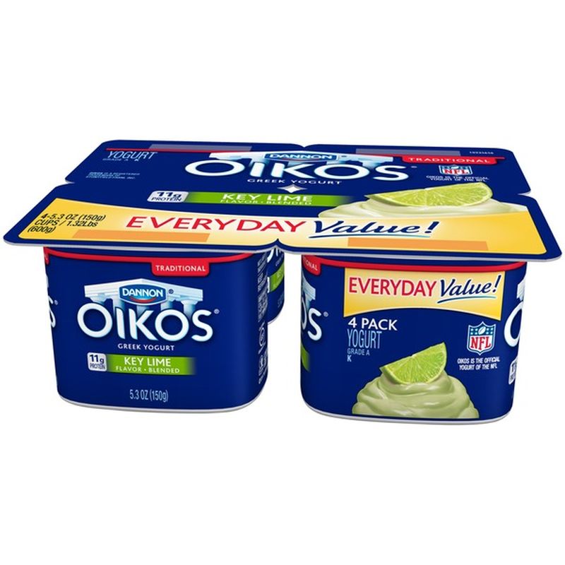 Dannon Oikos 4 Pack Key Lime Traditional Oikos Greek Yogurt (1.32 lb) Instacart