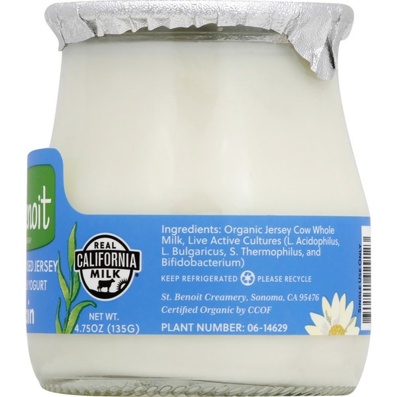 St. Benoit Yogurt, Jersey Cow's Milk, PastureRaised, Plain (4.75 oz