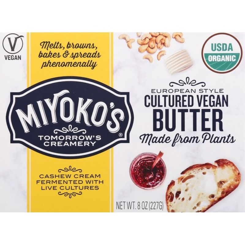 Miyokos Creamery Butter, Cultured Vegan, Hint of Sea Salt, European Style