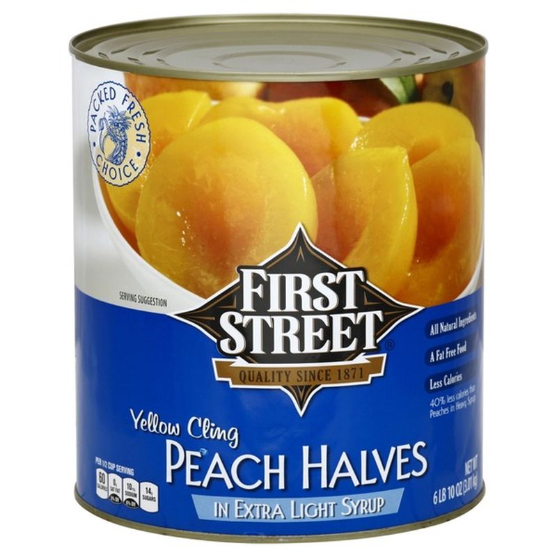 First Street Yellow Cling Peach Halves In Extra Light Syrup 10 Lb