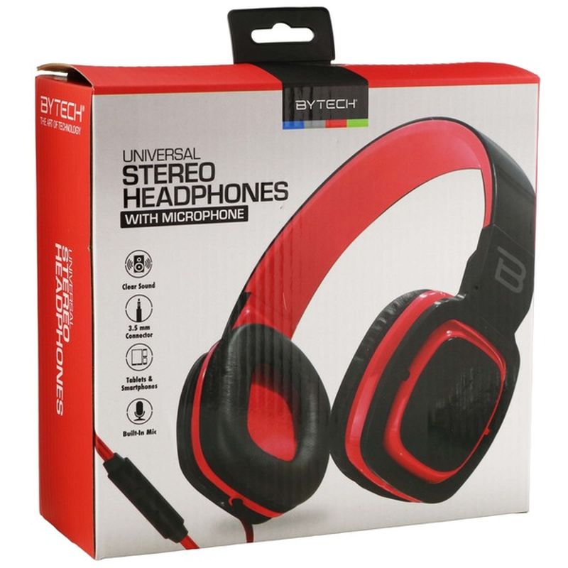 Bytech Black & Red Oval Cushioned Headset With Microphone