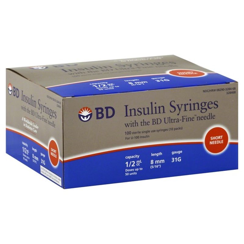 Insulin Syringes Single Use Short Needle 1 2 Ml Cc 100 Ct Instacart
