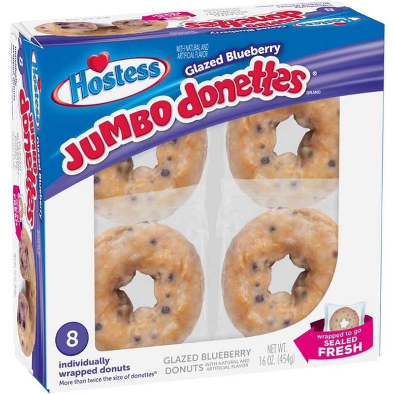 Hostess Glazed Blueberry Flavored Jumbo Donettes Donuts (16 oz) - Instacart