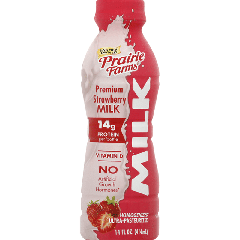 Prairie Farms Milk, Strawberry, Premium (14 Oz) - Instacart