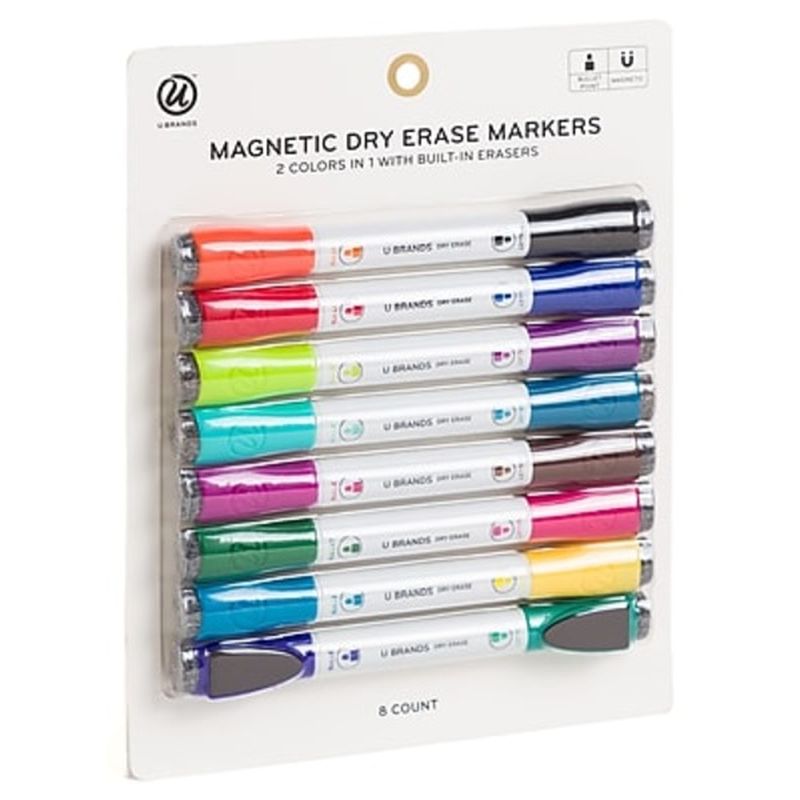 U Brands Assorted 2 in 1 Dry Erase Markers With Bullet Tip (8 ct