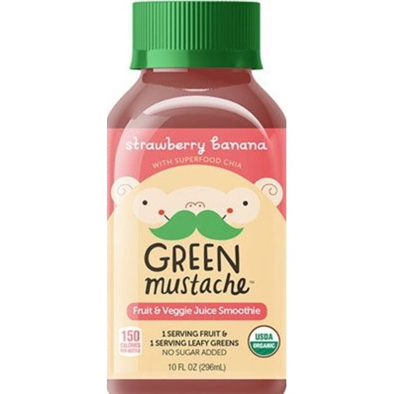 Green Mustache Strawberry Banana Smoothie