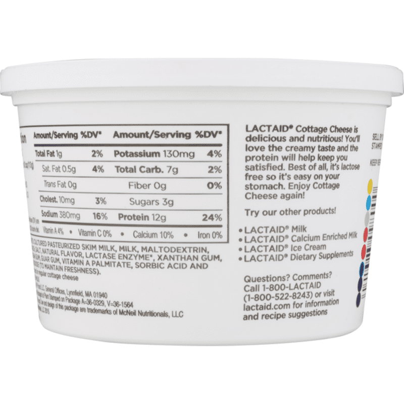 LACTAID Cottage Cheese, Small Curd, 1 Milkfat, Lactose Free, Lowfat (16 oz) Instacart